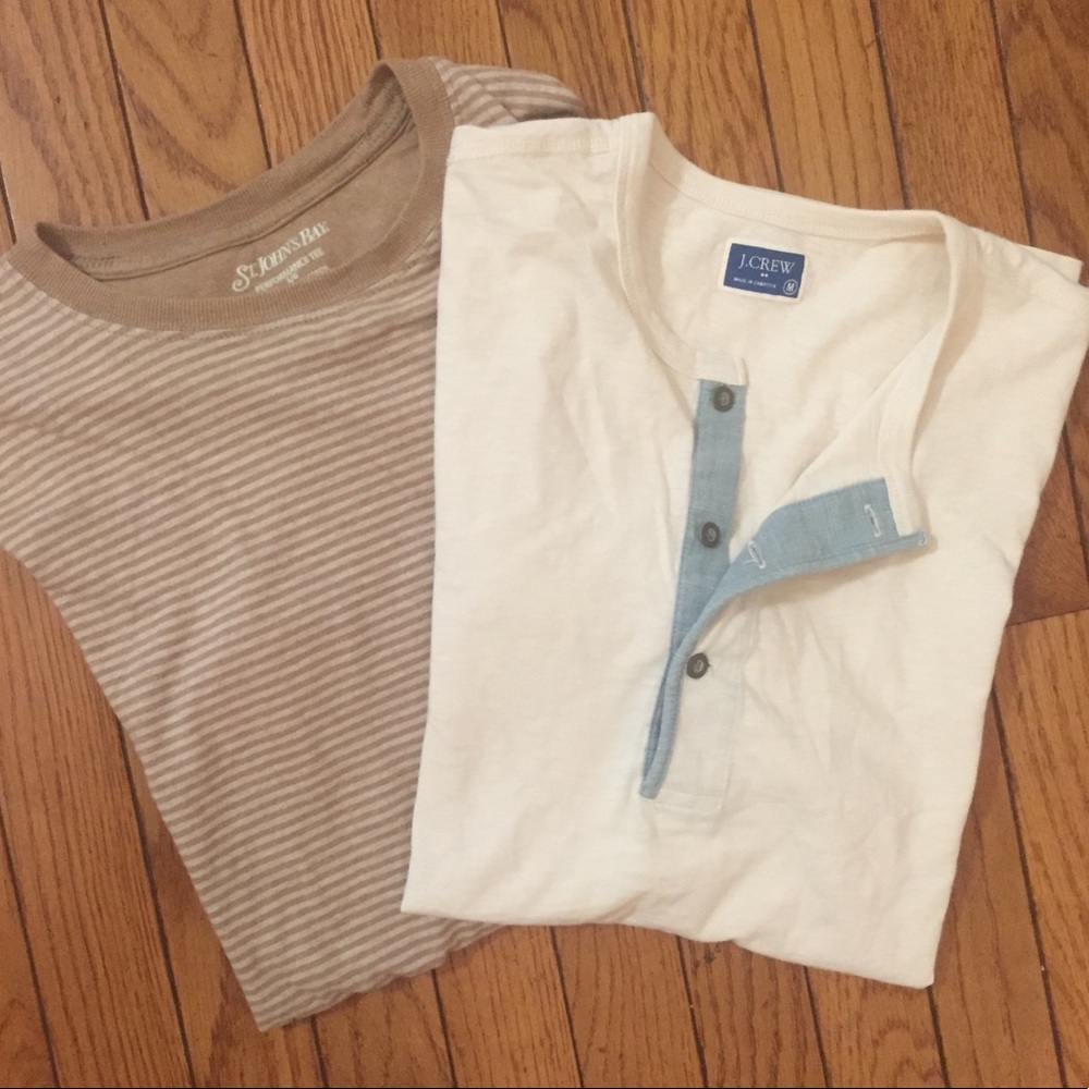 J Crew 1/4 Button & St. John’s Bay Striped Shirts